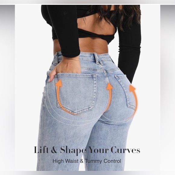 Viral TikTok Blue Curve Hugger Baggy Women's Jeans - Picture 9 of 9